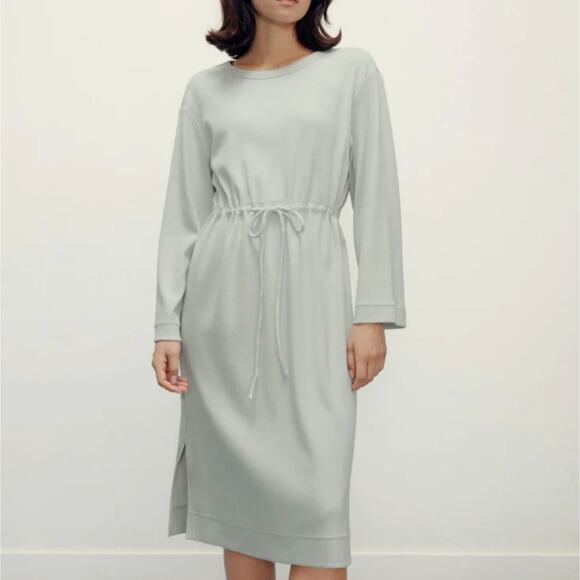 NEW Neiwai Ribbed Knit Drawstring Long Sleeve Dress Gray Violet - Picture 1 of 16